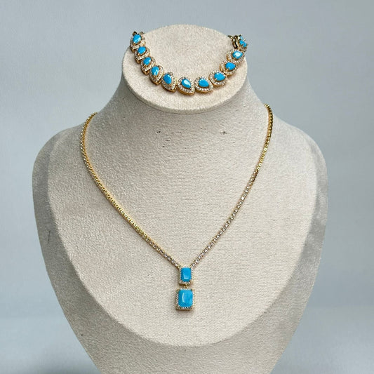 Gold Tblue Jewelry Set