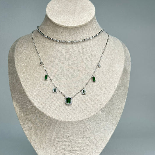 Silver Green Necklace